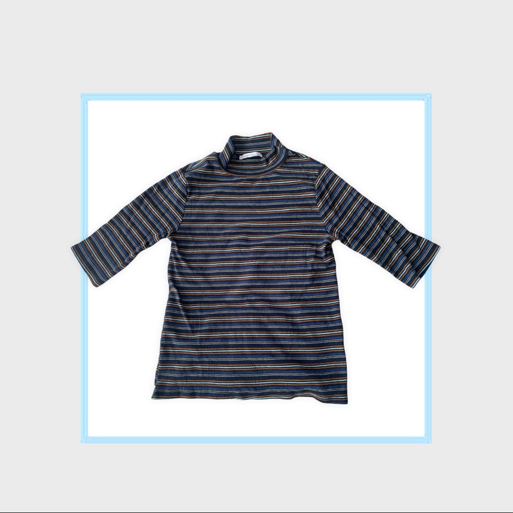 Zara high neck 3/4 neck sleeves ribbed tshirt top.